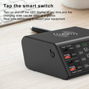 838w 9 in 1 100W 4 PD 3.0 USB-C / Type-C + 4 QC 3.0 USB Ports Smart Digital Display Wireless Charger, EU Plug(Black)