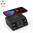 838w 9 in 1 100W 4 PD 3.0 USB-C / Type-C + 4 QC 3.0 USB Ports Smart Digital Display Wireless Charger, UK Plug(Black)