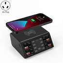 838w 9 in 1 100W 4 PD 3.0 USB-C / Type-C + 4 QC 3.0 USB Ports Smart Digital Display Wireless Charger, AU Plug(Black)
