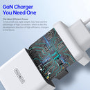 DUZZONA T1 65W PD Dual USB-C / Type-C + USB GaN Travel Charger, EU Plug(White)