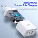 DUZZONA T1 65W PD Dual USB-C / Type-C + USB GaN Travel Charger, EU Plug(White)