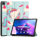 For Lenovo Tab M10 Plus 10.6 3rd Gen 2022 Custer Painted 3-Fold Holder Leather Tablet Case(Unicorn)