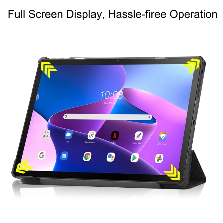 For Lenovo Tab M10 Plus 10.6 3rd Gen 2022 Custer Painted 3-Fold Holder Leather Tablet Case(Big Eye Me)