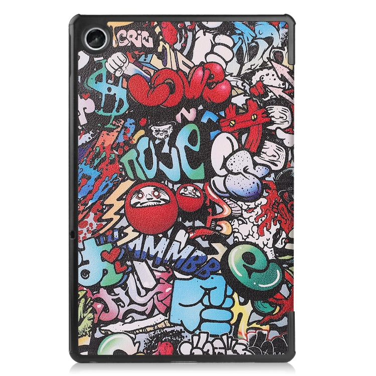 For Lenovo Tab M10 Plus 10.6 3rd Gen 2022 Custer Painted 3-Fold Holder Leather Tablet Case(Graffiti)