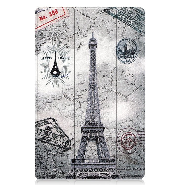 For Lenovo Tab M10 Plus 10.6 3rd Gen 2022 Custer Painted 3-Fold Holder Leather Tablet Case(Retro Tower)