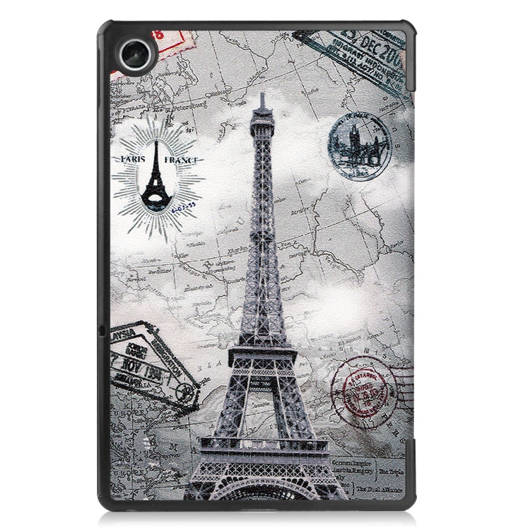 For Lenovo Tab M10 Plus 10.6 3rd Gen 2022 Custer Painted 3-Fold Holder Leather Tablet Case(Retro Tower)