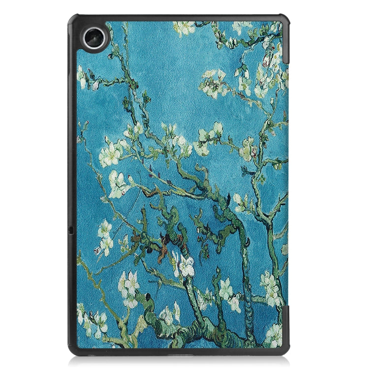 For Lenovo Tab M10 Plus 10.6 3rd Gen 2022 Custer Painted 3-Fold Holder Leather Tablet Case(Apricot Blossom)