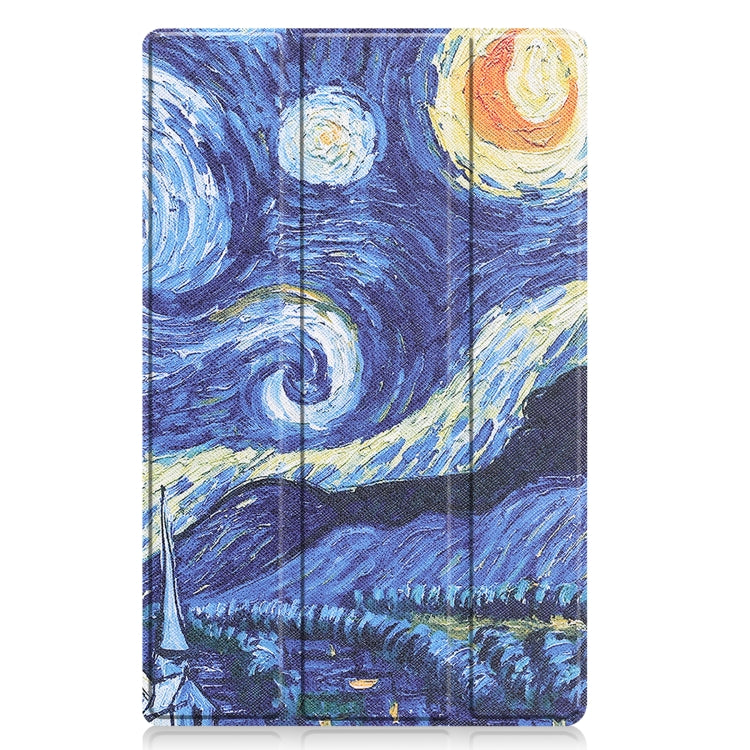 For Lenovo Tab M10 Plus 10.6 3rd Gen 2022 Custer Painted 3-Fold Holder Leather Tablet Case(Starry Sky)