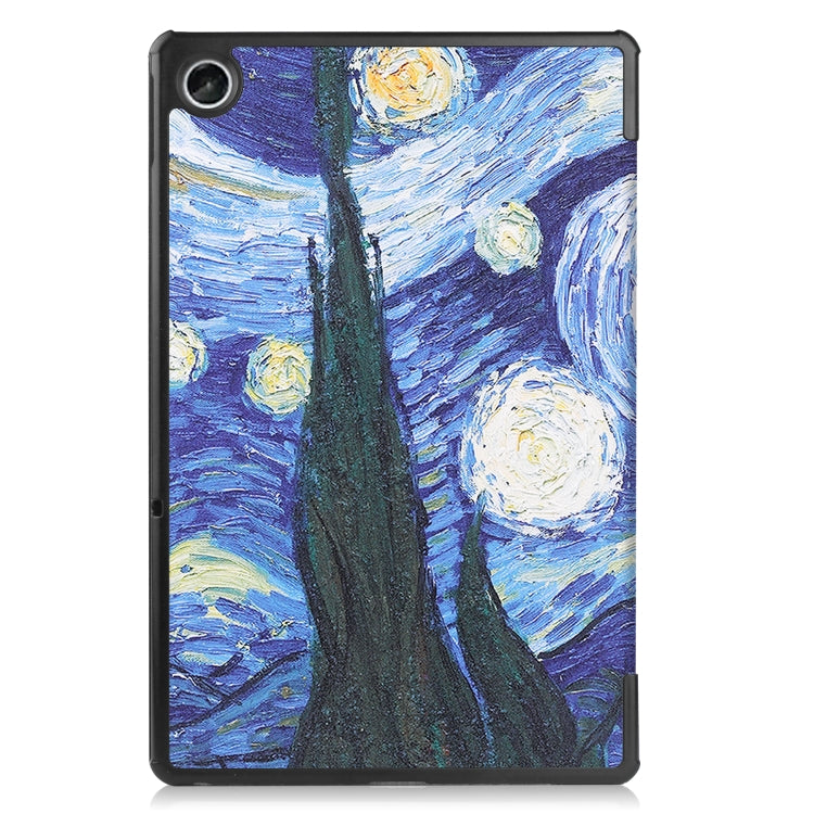 For Lenovo Tab M10 Plus 10.6 3rd Gen 2022 Custer Painted 3-Fold Holder Leather Tablet Case(Starry Sky)