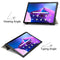 For Lenovo Tab M10 Plus 10.6 3rd Gen 2022 Custer Painted 3-Fold Holder Leather Tablet Case(Lazy Cat)