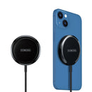 DUZZONA W1 15W Magnetic Wireless Charger with Ring Holder, Cable Length: 1.2m(Black)