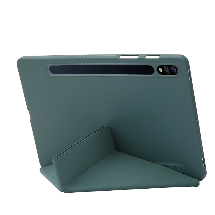For Samsung Galaxy Tab S8 / S7 Deformation Silicone Leather Tablet Case(Dark Green)