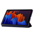 For Samsung Galaxy Tab S8+ / S7+ 3-Fold Holder Silicone Leather Tablet Case(Dark Blue)