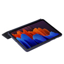 For Samsung Galaxy Tab S8+ / S7+ 3-Fold Holder Silicone Leather Tablet Case(Dark Blue)