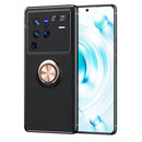 For vivo X80 Pro Metal Ring Holder 360 Degree Rotating TPU Phone Case(Black Gold)