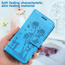 For Motorola Moto G22 Embossing Rose Couple Leather Phone Case(Blue)