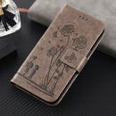 For Motorola Moto G22 Embossing Rose Couple Leather Phone Case(Grey)