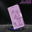 For Motorola Moto G22 Embossing Rose Couple Leather Phone Case(Purple)