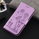 For Motorola Moto G22 Embossing Rose Couple Leather Phone Case(Purple)