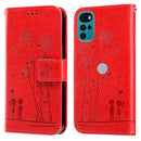 For Motorola Moto G22 Embossing Rose Couple Leather Phone Case(Red)