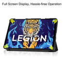 For Lenovo Legion Y700 Three-folding Holder Custer Texture Leather Tablet Case(Black)