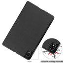For Lenovo Legion Y700 Three-folding Holder Custer Texture Leather Tablet Case(Black)
