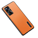 For Xiao12 Pro Folding Holder Plain Leather Phone Case(Orange)