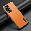 For Xiao12 Pro Folding Holder Plain Leather Phone Case(Orange)