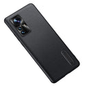 For Xiao12 Pro Folding Holder Plain Leather Phone Case(Black)