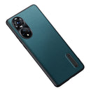 For Honor 50 / Huawei nova 9 Folding Holder Plain Leather Phone Case(Lake Green)