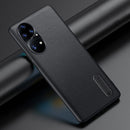 For Huawei P50 Pro Folding Holder Plain Leather Phone Case(Black)