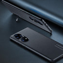 For Huawei P50 Pro Folding Holder Plain Leather Phone Case(Black)
