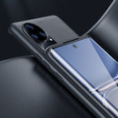 For Huawei P50 Pro Folding Holder Plain Leather Phone Case(Black)