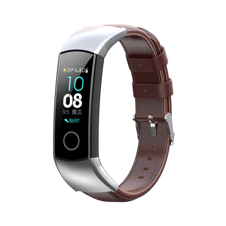 For Huawei Band 3 & 4 Pro Oil wax Leather Watch Band(Brown)