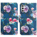 For Samsung Galaxy A13 5G Painted Pattern Horizontal Flip Leather Phone Case(Fluorescent Rose)