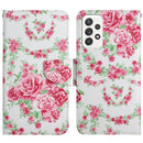 For Samsung Galaxy A53 5G Painted Pattern Horizontal Flip Leather Phone Case(Rose Flower)