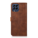 For Samsung Galaxy M53 5G KHAZNEH Dual-color Cowhide Texture Flip Leather Phone Case(Brown)