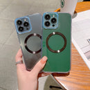 HD Glass CD MagSafe Magnetic Phone Case For iPhone 13(Black Circle)