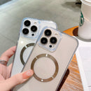 HD Glass CD MagSafe Magnetic Phone Case For iPhone 13(Silver Circle)