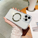 HD Glass CD MagSafe Magnetic Phone Case For iPhone 12 Pro Max(Silver Circle)