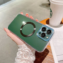 HD Glass CD MagSafe Magnetic Phone Case For iPhone 12 Pro Max(Green Circle)