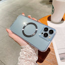 HD Glass CD MagSafe Magnetic Phone Case For iPhone 12 Pro Max(Blue Circle)