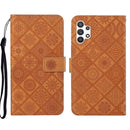 For Samsung Galaxy A13 4G Ethnic Style Embossed Pattern Leather Phone Case(Brown)