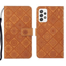 For Samsung Galaxy A33 5G Ethnic Style Embossed Pattern Leather Phone Case(Brown)