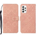 For Samsung Galaxy A33 5G Ethnic Style Embossed Pattern Leather Phone Case(Pink)