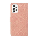 For Samsung Galaxy A33 5G Ethnic Style Embossed Pattern Leather Phone Case(Pink)