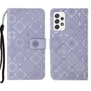 For Samsung Galaxy A33 5G Ethnic Style Embossed Pattern Leather Phone Case(Purple)