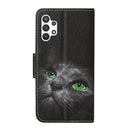 For Samsung Galaxy A13 4G Colored Drawing Pattern Flip Leather Case(Black Cat)