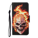 For Samsung Galaxy A13 4G Colored Drawing Pattern Flip Leather Case(Flame Skull)
