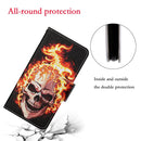 For Samsung Galaxy A13 4G Colored Drawing Pattern Flip Leather Case(Flame Skull)
